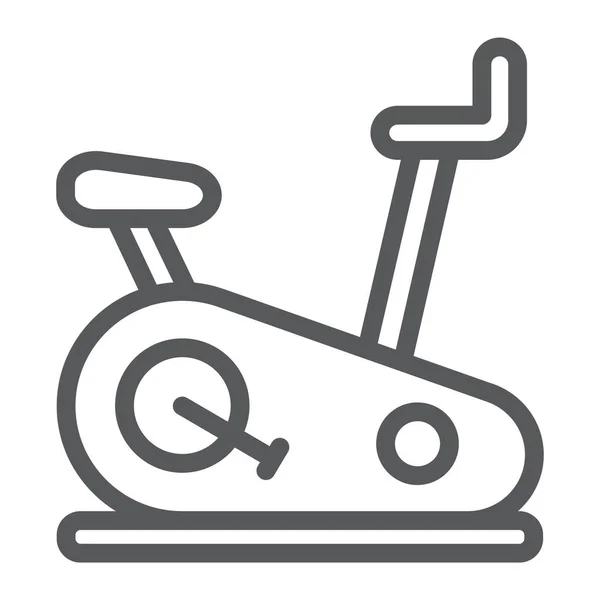 Ícone de linha de bicicleta estacionária, esporte e equipamentos, sinal de bicicleta de exercício, gráficos vetoriais, um padrão linear em um fundo branco . — Vetor de Stock