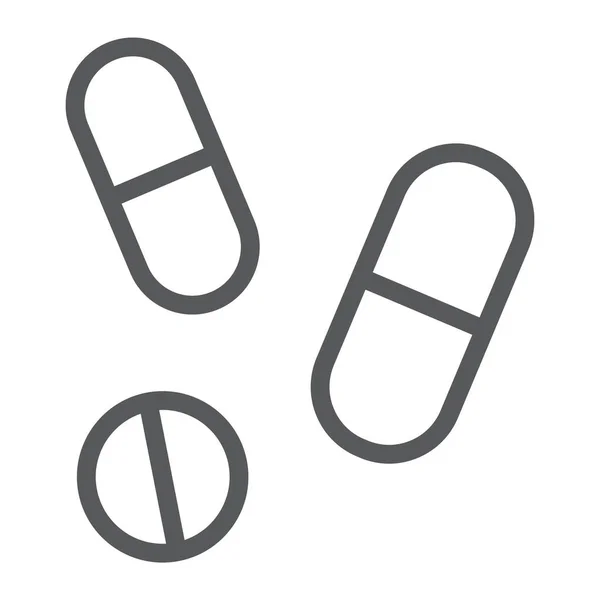 Drugs lijn pictogram, farmacie en geneeskunde, pillen teken, vector graphics, een lineair patroon op een witte achtergrond. — Stockvector