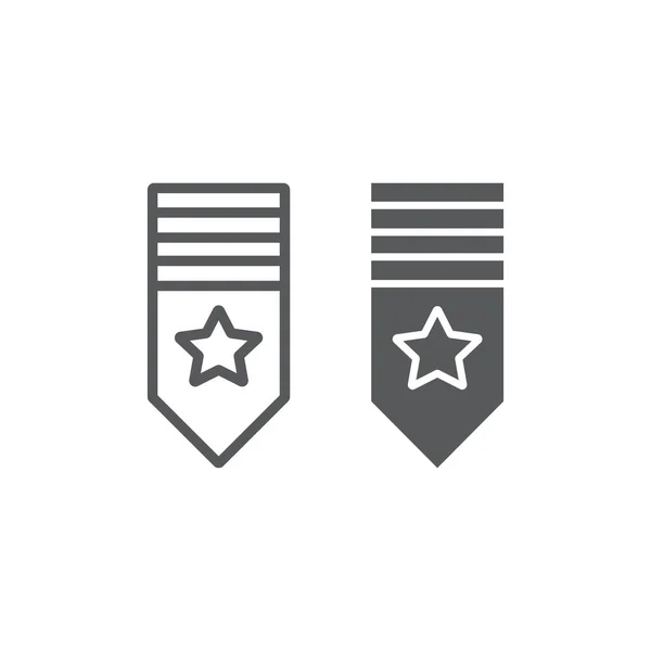 Rank shoulder line and glyph icon, badge and army, epaulette sign, vector graphics, a linear pattern on a white background. — Stock Vector