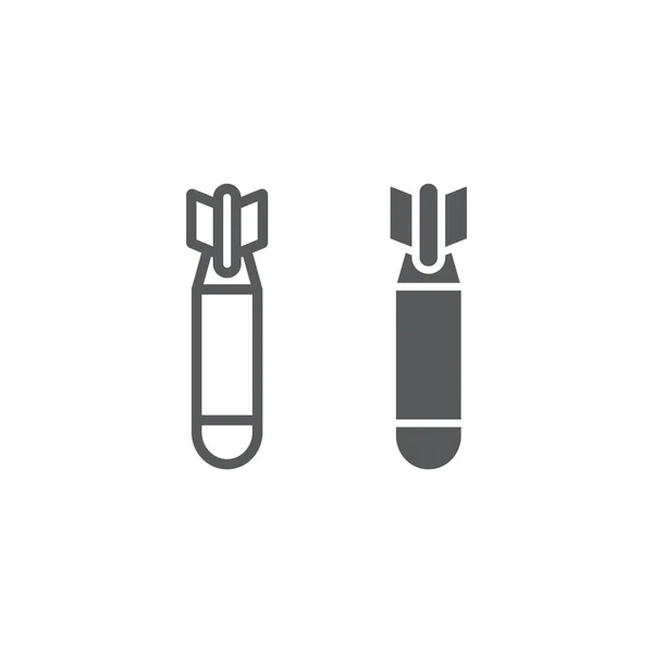 Air bomb line e icona glifo, arma e militare, segno missilistico, grafica vettoriale, un modello lineare su sfondo bianco . — Vettoriale Stock