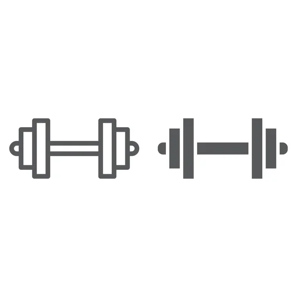 Barbell line and glyph icon, sport and equipment, dumbbell sign, vector graphics, a linear pattern on a white background. — Stock Vector