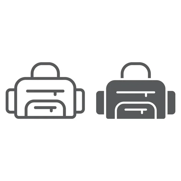 Sport tas lijn en glyph pictogram, sport en bagage, fitness bag teken, vector graphics, een lineair patroon op een witte achtergrond. — Stockvector