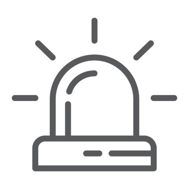 Alarm satırı simgesi, dikkat ve uyarı, siren işareti, vektör grafikleri, Doğrusal model beyaz bir arka plan üzerinde.