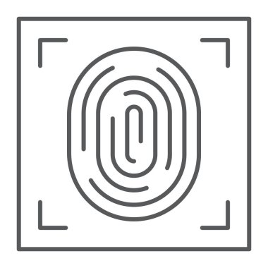 Fingerprint thin line icon, id and security, print sign, vector graphics, a linear pattern on a white background.