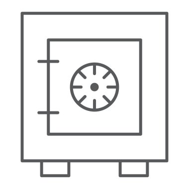 Emanet kutusu ince çizgi simgesi, kasa ve güvenlik, kasa işareti, vektör grafikleri, Doğrusal model beyaz bir arka plan üzerinde.