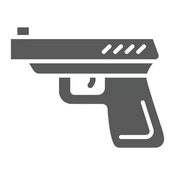 Ikona glifów pistolet, broń i rewolwer, pistolet znak, grafika wektorowa, wzór stałych na białym tle. — Wektor stockowy