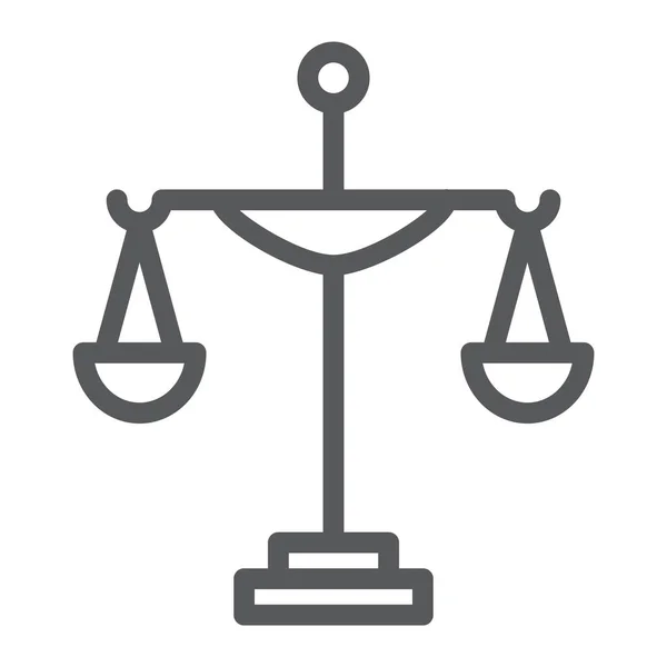 Icône de la ligne de justice, cour et loi, écaille, graphiques vectoriels, un motif linéaire sur fond blanc . — Image vectorielle