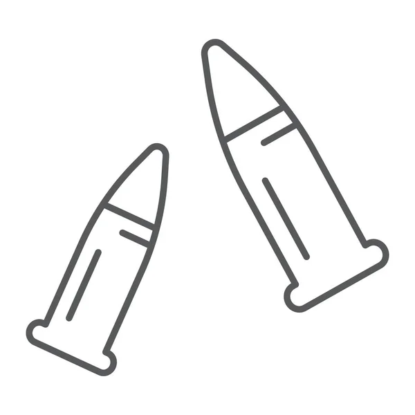 Icône de ligne mince de balles, munitions et calibre, signe de munitions, graphiques vectoriels, un motif linéaire sur un fond blanc . — Image vectorielle