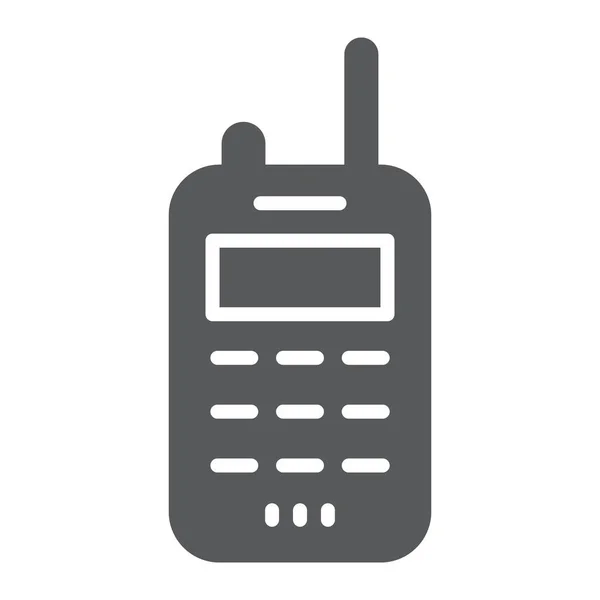 Walkie Talkie Glyph-Symbol, Sender und Kommunikation, Radio Set-Zeichen, Vektorgrafik, ein durchgehendes Muster auf weißem Hintergrund. — Stockvektor