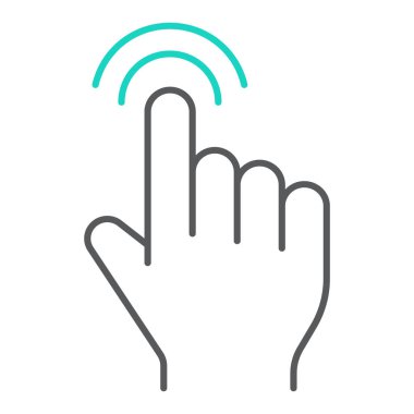 Çift dokunun ince çizgi simgesi, parmak ve jest, tıkırtı işaret, vektör grafikleri, Doğrusal model beyaz bir arka plan üzerinde.