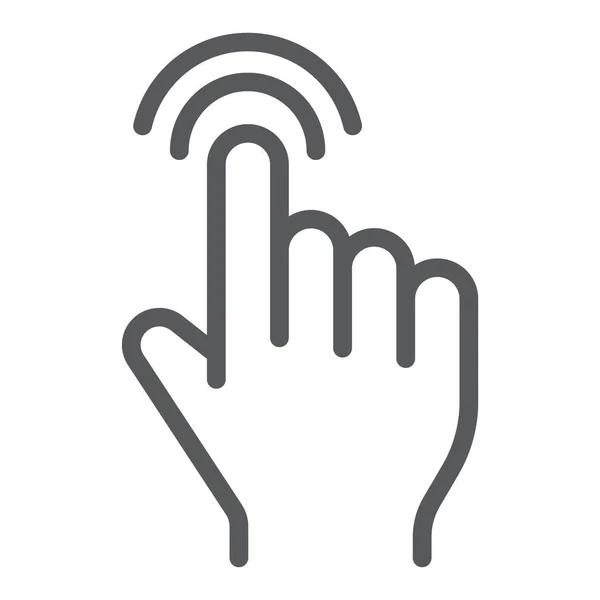 Ícone de linha de toque duplo, dedo e gesto, sinal de clique, gráficos vetoriais, um padrão linear em um fundo branco . — Vetor de Stock