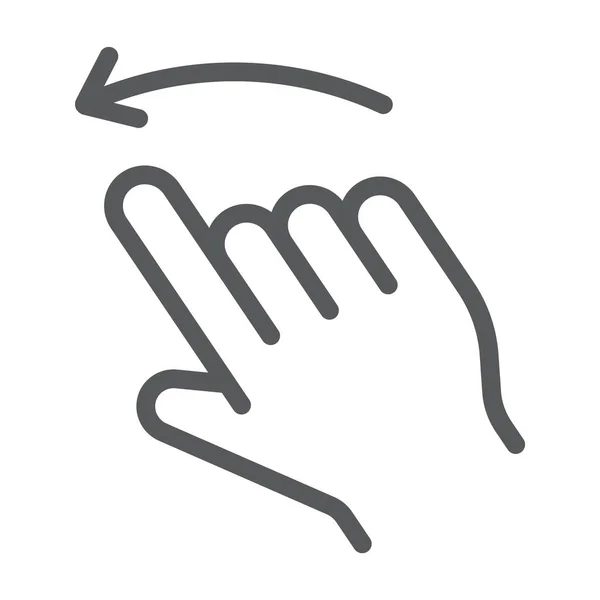 Klikk på venstre linje ikon, handling og hånd, gesturskilt, vektorgrafikk, et lineært mønster på hvit bakgrunn . – stockvektor