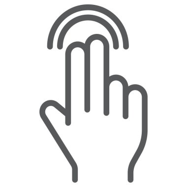 İşareti, vektör grafikleri, Doğrusal model beyaz bir arka plan üzerinde dokunmatik iki parmak çift vuruş satırı simgesi, jest ve el,.