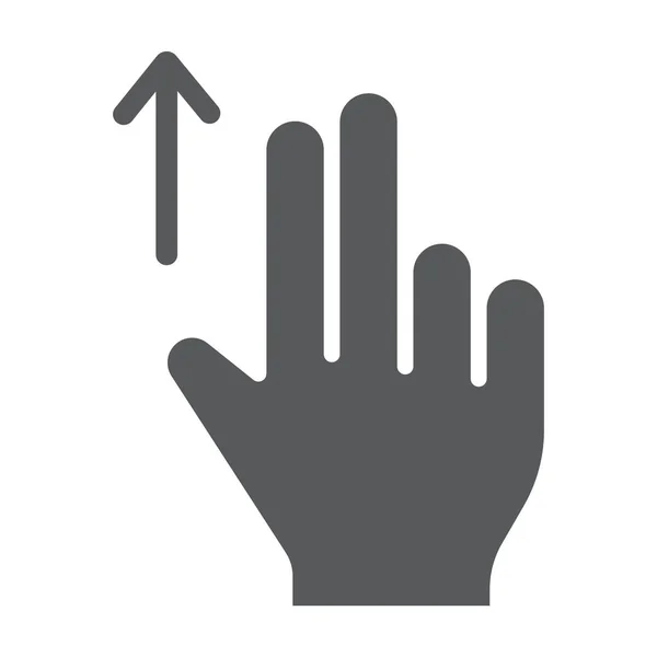 Dvou prstů přetáhněte ikony glyfů, gesta a ruku, znamení rychlého pohybu perem, vektorové grafiky, solidní vzor na bílém pozadí. — Stockový vektor