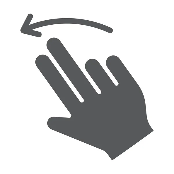 Dra två fingrar kvar glyph ikon, gest och hand, svep tecken, vektorgrafik, ett fast mönster på en vit bakgrund. — Stock vektor