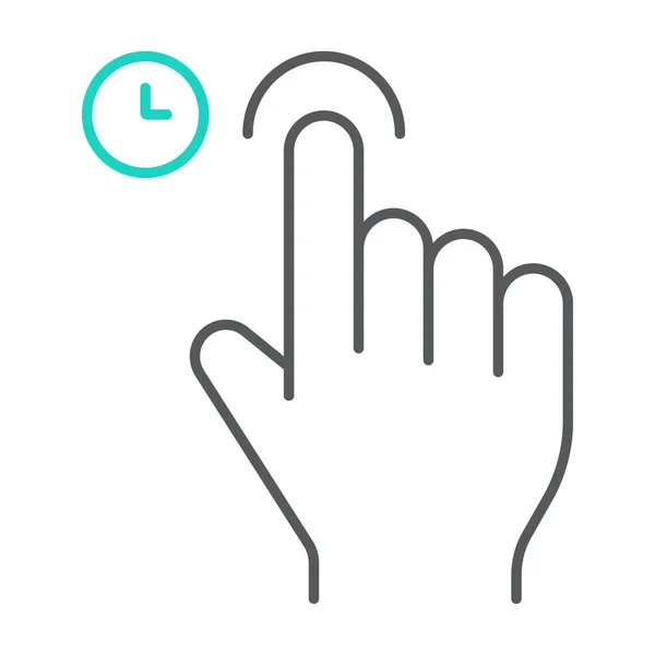 Touch and hold thin line icon, gesture and hand, tap sign, vector graphics, a linear pattern on a white background. — Stock Vector