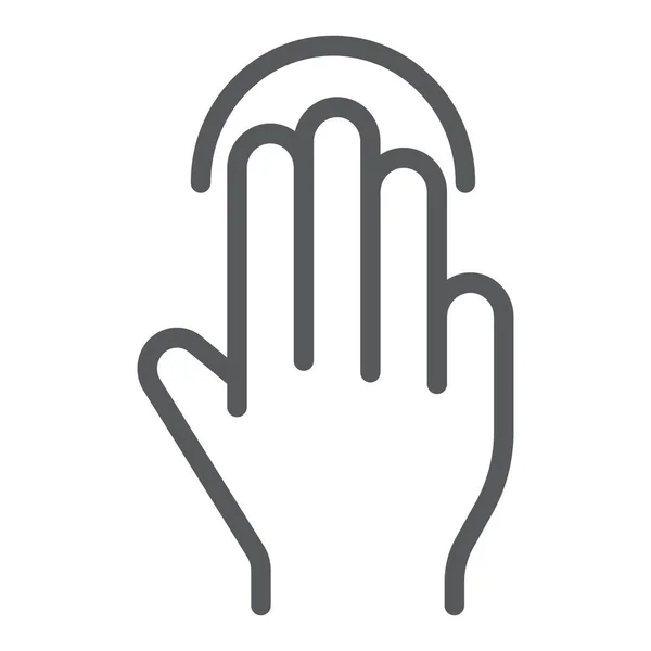 Icono de línea de triple toque, gesto y mano, signo de clic, gráficos vectoriales, un patrón lineal sobre un fondo blanco . — Vector de stock