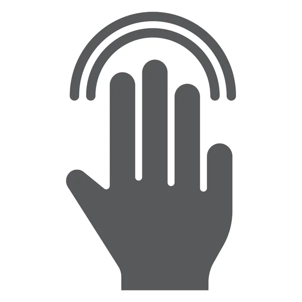 Ícone de glifo de duplo toque triplo, gesto e mão, sinal de clique, gráficos vetoriais, um padrão sólido em um fundo branco . —  Vetores de Stock