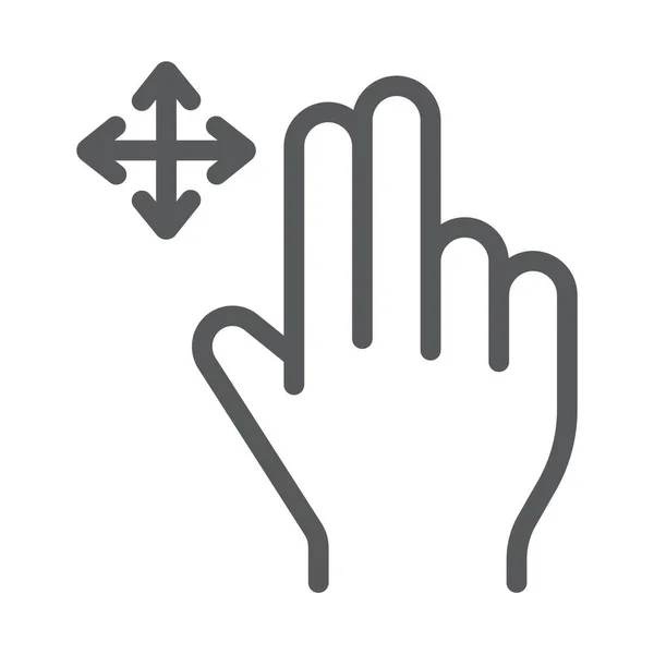 Два пальца свободный перетаскивания значок линии, жест и рука, знак Swipe, векторная графика, линейный узор на белом фоне . — стоковый вектор