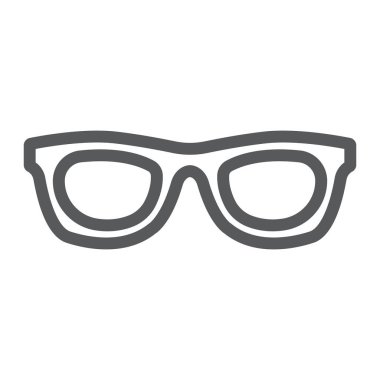 Güneş gözlüğü satır simgesi, aksesuar ve gözlük, gözlük işareti, vektör grafikleri, Doğrusal model beyaz bir arka plan üzerinde.