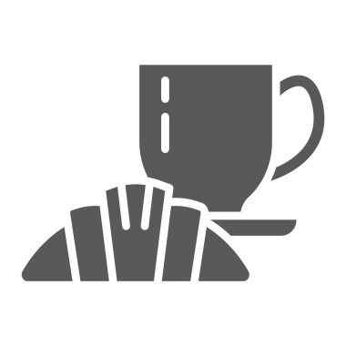 Restoran glif simgesi, yemek ve vektör grafikleri, beyaz zemin üzerinde sağlam bir desen gıda, Cafe işareti,.