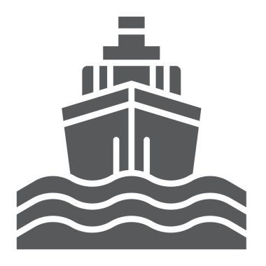 Yat Tekne gezisi glif simgesi, yolculuk ve cruise, gemi işareti, vektör grafikleri, beyaz zemin üzerinde sağlam bir desen.