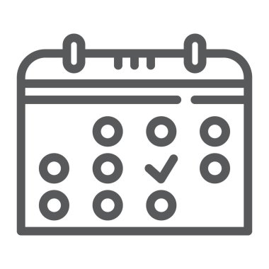 Takvim satırı simgesi, ay ve Tarih, uyarı mektubu işareti, vektör grafikleri, Doğrusal model beyaz bir arka plan üzerinde.