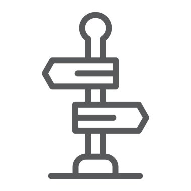 Tabelasını satırı simgesi, yol ve yön, Işaret işareti, vektör grafik, bir doğrusal model beyaz bir arka plan üzerinde.