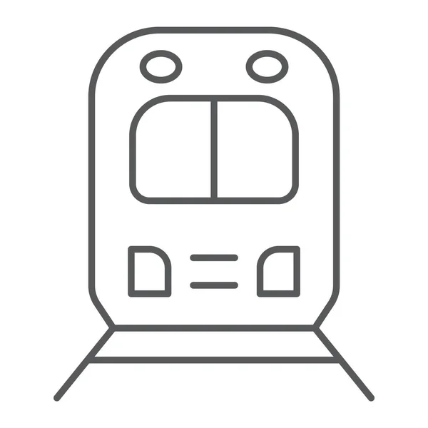 Viaje por ferrocarril icono de línea delgada, transporte y ferrocarril, signo de locomotora, gráficos vectoriales, un patrón lineal sobre un fondo blanco . — Archivo Imágenes Vectoriales