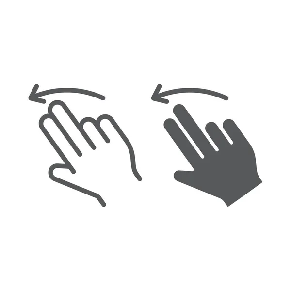 Два пальца щелчок левой линии и знак знака, жест и рука, знак сдвига, векторная графика, линейный узор на белом фоне . — стоковый вектор