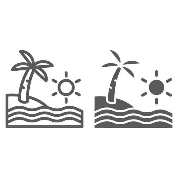 해변 라인과 문자 모양 아이콘, 여행 및 휴가, 바다 서명, 벡터 그래픽, 흰색 배경에 선형 패턴. — 스톡 벡터