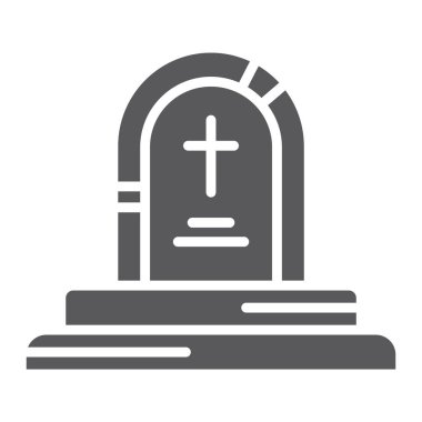 Oyun bitti glif simgesi, oyun ve oyun, mezar işareti, vektör grafikleri, beyaz zemin üzerinde sağlam bir desen.