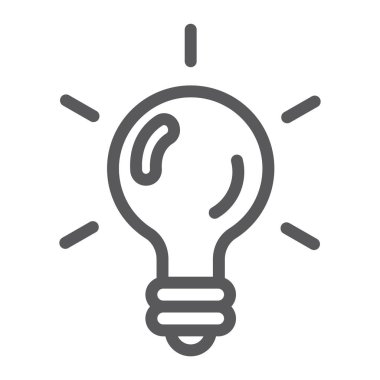 Mantık oyun satırı simgesi, oyun ve oyun, ampul işareti, vektör grafikleri, Doğrusal model beyaz bir arka plan üzerinde.