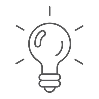 Mantık oyun ince çizgi simgesi, oyun ve oyun, ampul işareti, vektör grafikleri, Doğrusal model beyaz bir arka plan üzerinde.