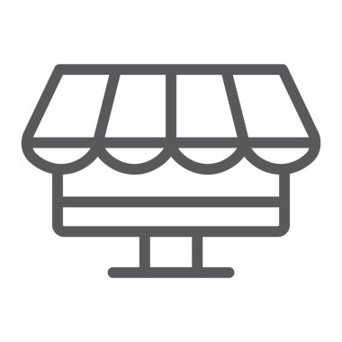 Oyun salonu satırı simgesi, oyun ve satın almak, mağaza işareti, vektör grafikleri, Doğrusal model beyaz bir arka plan üzerinde.