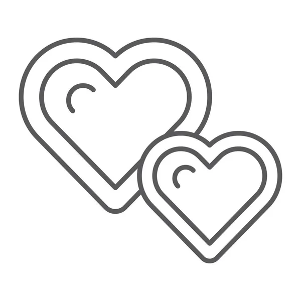 Icono de la delgada línea de corazones en vivo, amor y corazón, signos, gráficos vectoriales, un patrón linear sobre un fondo blanco. — Archivo Imágenes Vectoriales