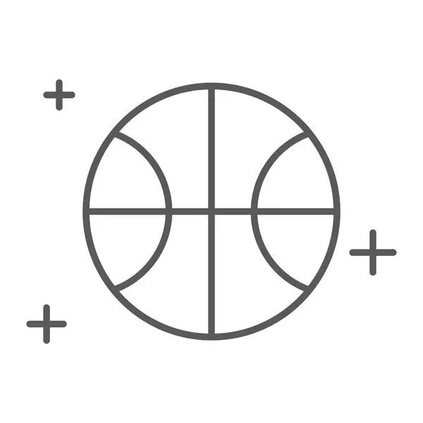 Тонкая линия иконка спортивной игры, игра и игра, знак мяча, векторная графика, линейный узор на белом фоне . — стоковый вектор