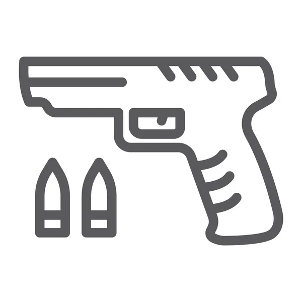 Shooter spel lijn pictogram, spel en spelen, pistool teken, vector graphics, een lineair patroon op een witte achtergrond. — Stockvector