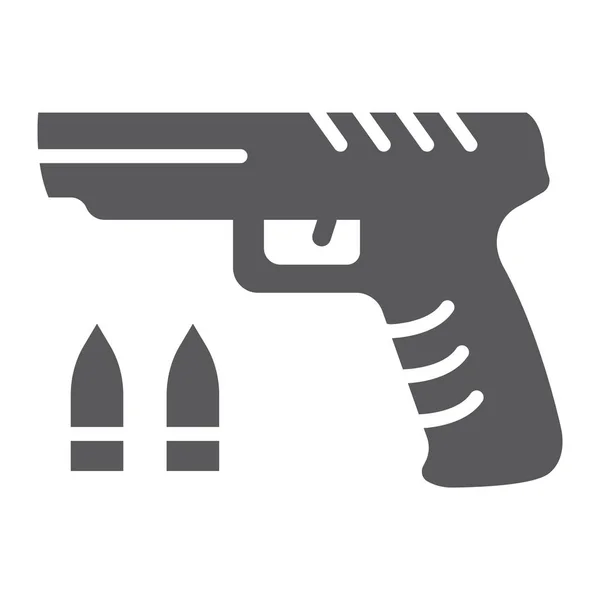 Shooter spel glyph pictogram, spel en spelen, pistool teken, vector graphics, een effen patroon op een witte achtergrond. — Stockvector