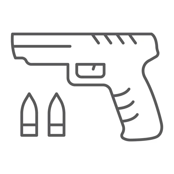 Shooter spel dunne lijn pictogram, spel en spelen, pistool teken, vector graphics, een lineair patroon op een witte achtergrond. — Stockvector