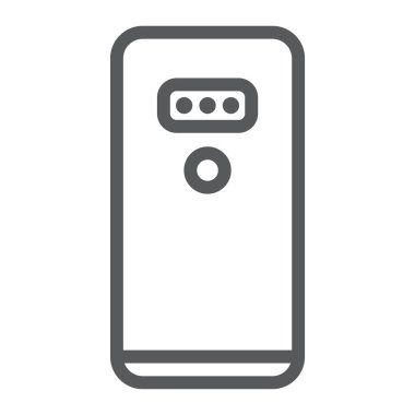 Smartphone üç kamera satırı simgesi, Gadget'ı ve iletişim, cep telefonu işareti ile vektör grafikleri, Doğrusal model beyaz bir arka plan üzerinde.