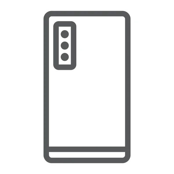 Smartphone mit drei Kamerazeilensymbolen, Technologie und Kommunikation, Mobiltelefon-Zeichen, Vektorgrafik, einem linearen Muster auf weißem Hintergrund. — Stockvektor