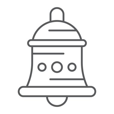 Zil ince çizgi simgesini, alarm ve halka, handbell işareti, vektör grafikleri, Doğrusal model beyaz bir arka plan üzerinde.