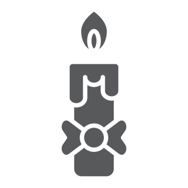 Mum glif simgesi, yangın ve vektör grafikleri, beyaz zemin üzerinde sağlam bir desen ışık, alev işareti,.