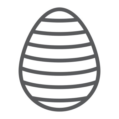 Paskalya yumurtası satırı simgesi, Paskalya ve dekorasyon, çizgili yumurta işareti, vektör grafikleri, Doğrusal model beyaz bir arka plan üzerinde.