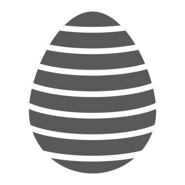 Paskalya yumurtası glif simgesi, Paskalya ve dekorasyon, çizgili yumurta işareti, vektör grafikleri, beyaz zemin üzerinde sağlam bir desen.