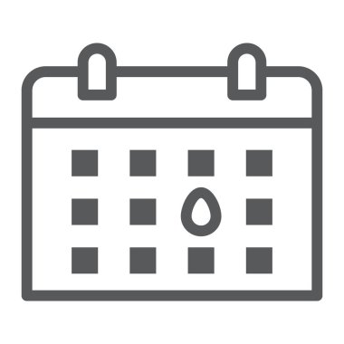 Takvim satırı simgesi, ay ve gün, uyarı mektubu işareti, vektör grafikleri, Doğrusal model beyaz bir arka plan üzerinde.