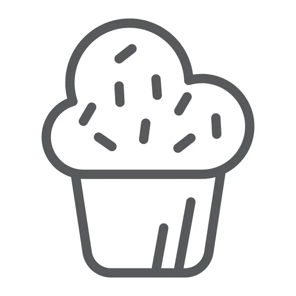 Ícone de linha de muffin, bolo e comida, sinal de cupcake, gráficos vetoriais, um padrão linear em um fundo branco . — Vetor de Stock