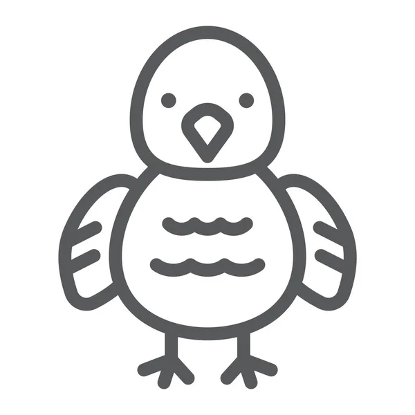 Ícone de linha de frango, animal e pássaro, sinal de pintinho, gráficos vetoriais, um padrão linear em um fundo branco . — Vetor de Stock