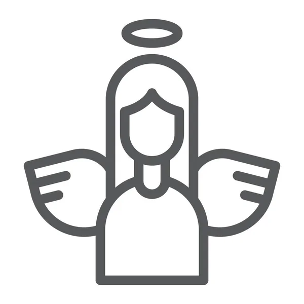 Angel line icon, decoration and peace, holy sign, vector graphics, a linear pattern on a white background.